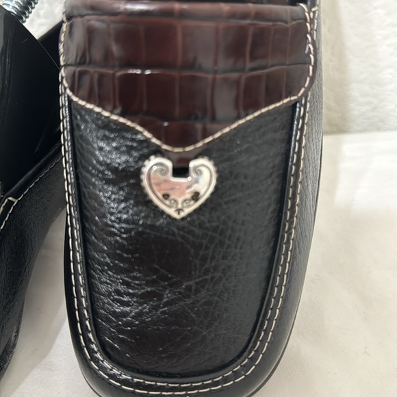 Brighton Ursa Black with Brown Detail Leather Loafer Size 8 - Picture 2 of 12